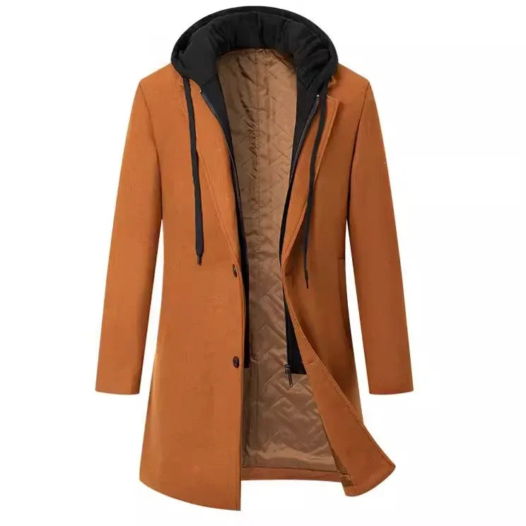 Men wool blend coat in brown