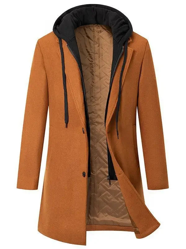 Styled men's Wool Coat with cap