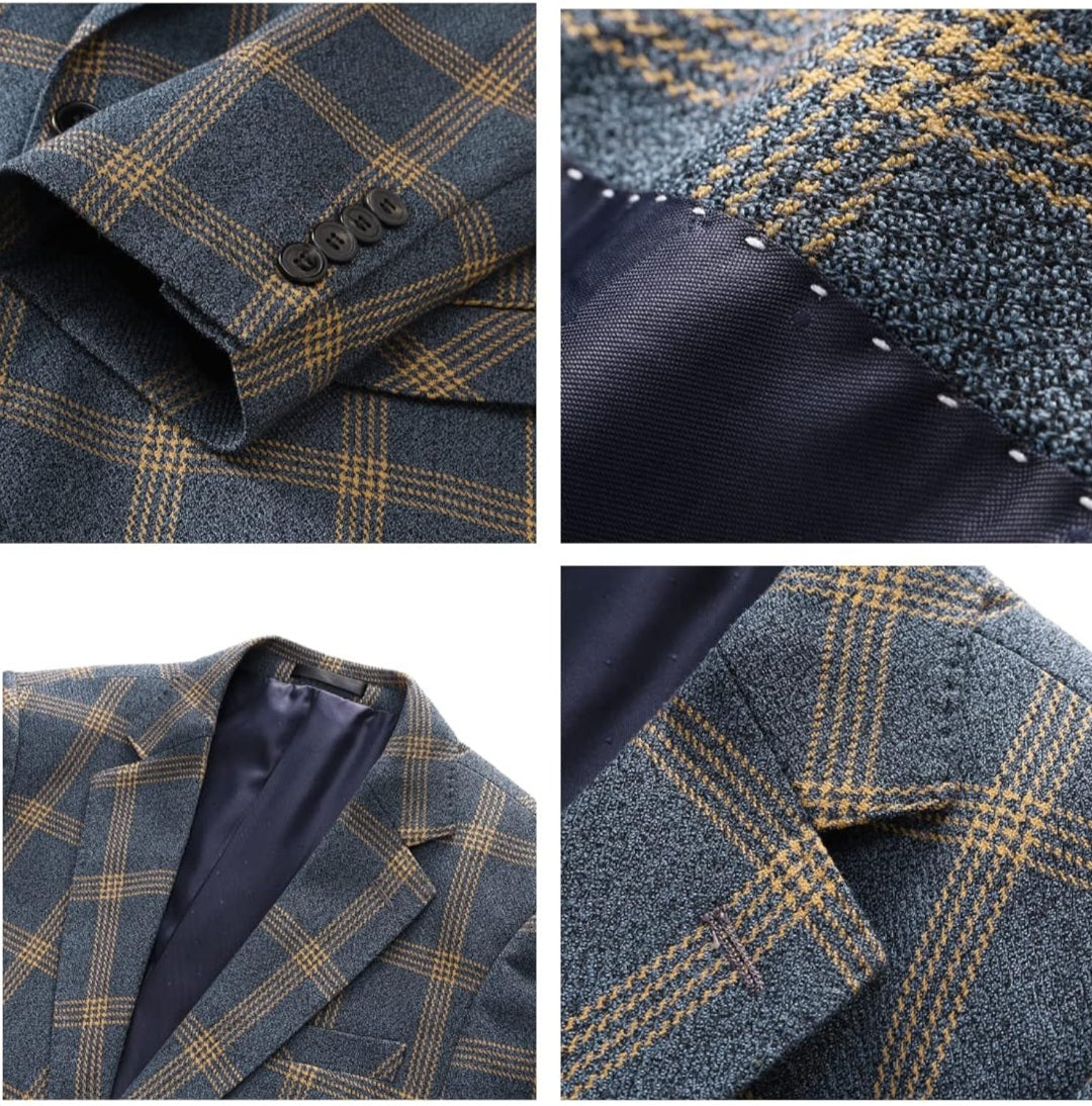 Slim fit men plaid blazer