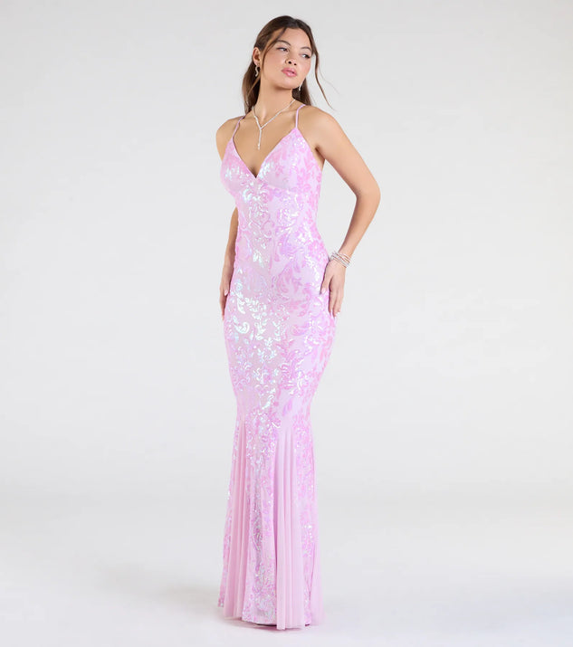 Mira Strappy Back Mermaid Sequin Formal Dress