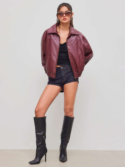 Bree Vegan Leather Bomber Jackets