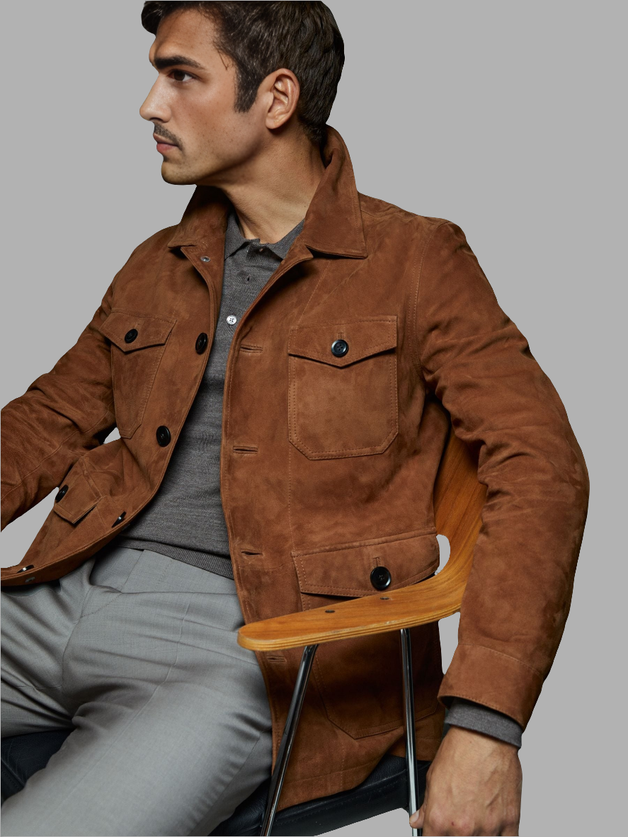 Men suede leather jacket 