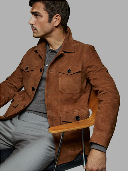Men suede leather jacket 