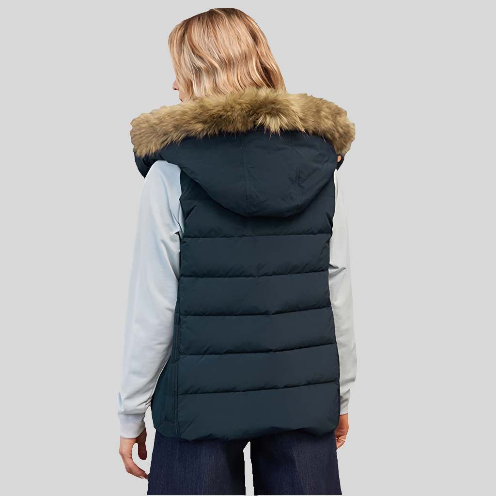 Melissa Down Vest with Fur Collar and Hood