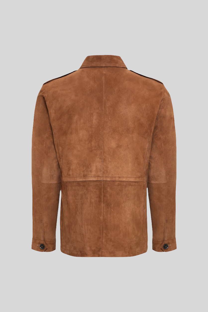 Ethnic cut men suede leather jacket