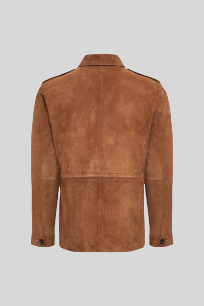 Ethnic cut men suede leather jacket