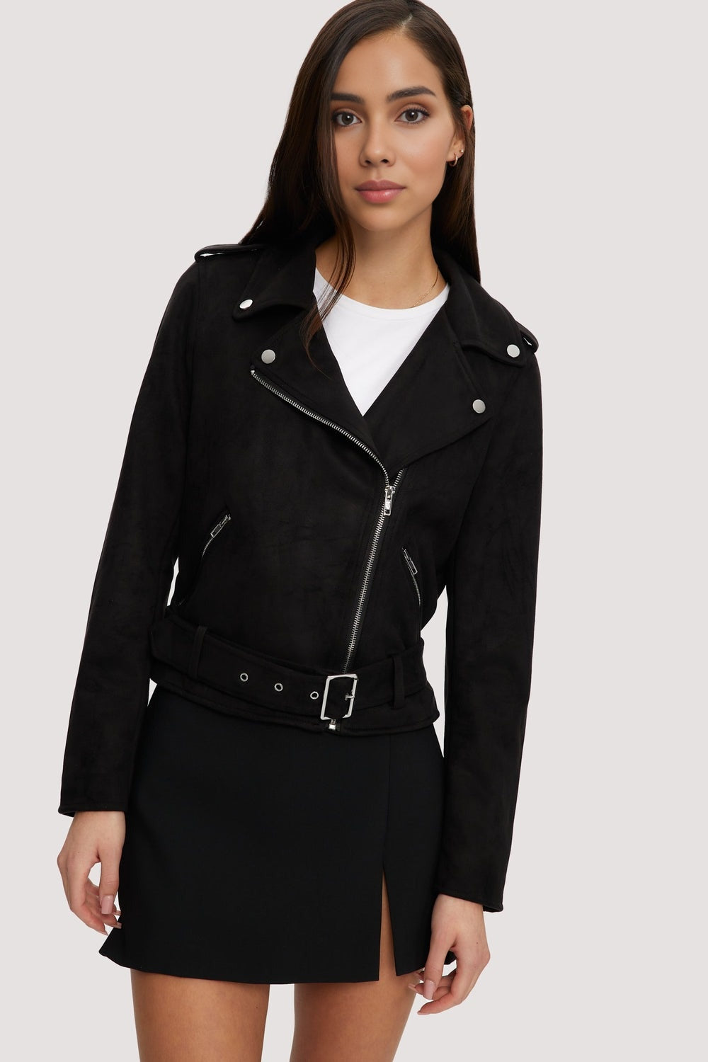 Perfection and beauty with black suede coat