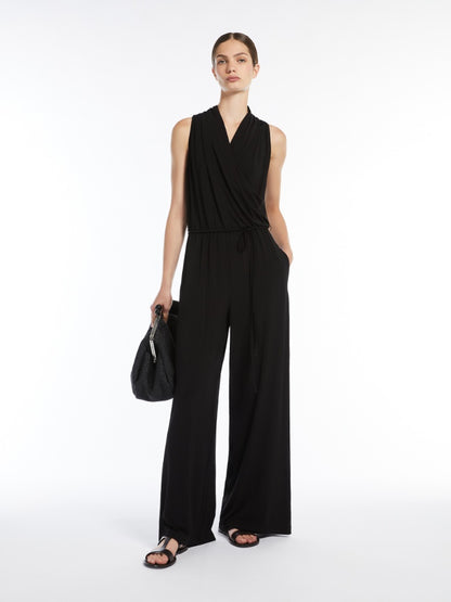 Sleeveless jumpsuit in cady