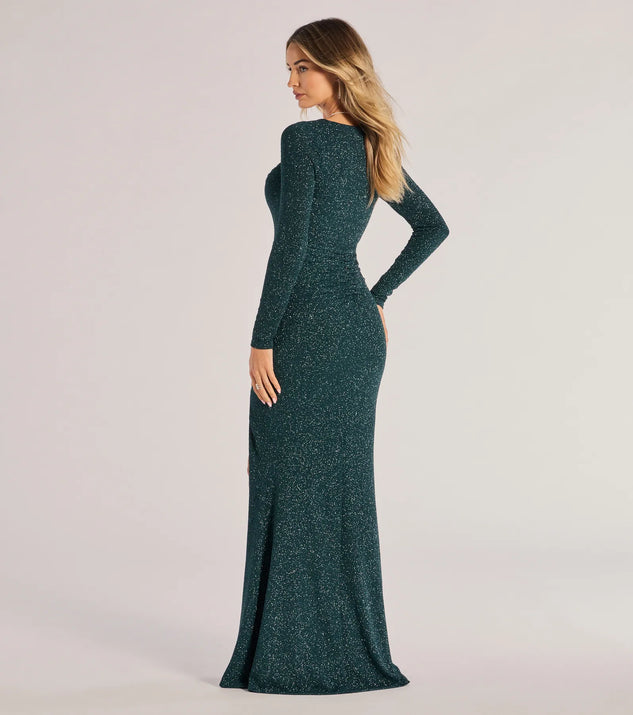 Anika Glitter Knit Long Sleeve Mermaid Dress