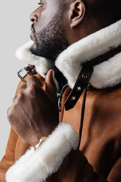 DERULO HOODED SHEEPSKIN JACKET