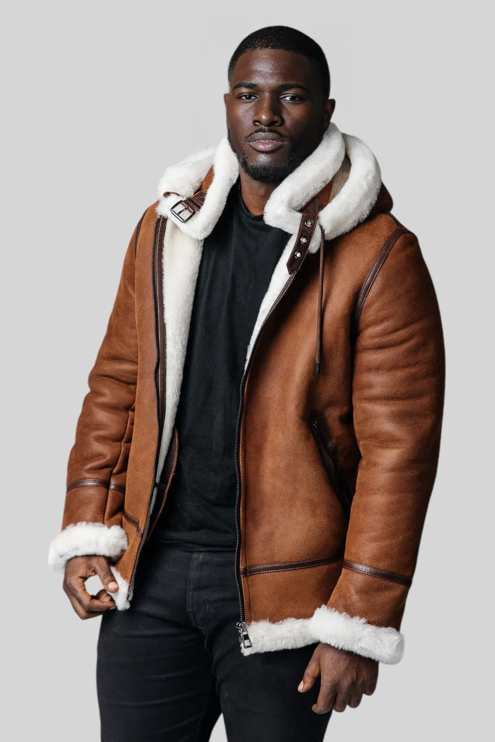 DERULO HOODED SHEEPSKIN JACKET