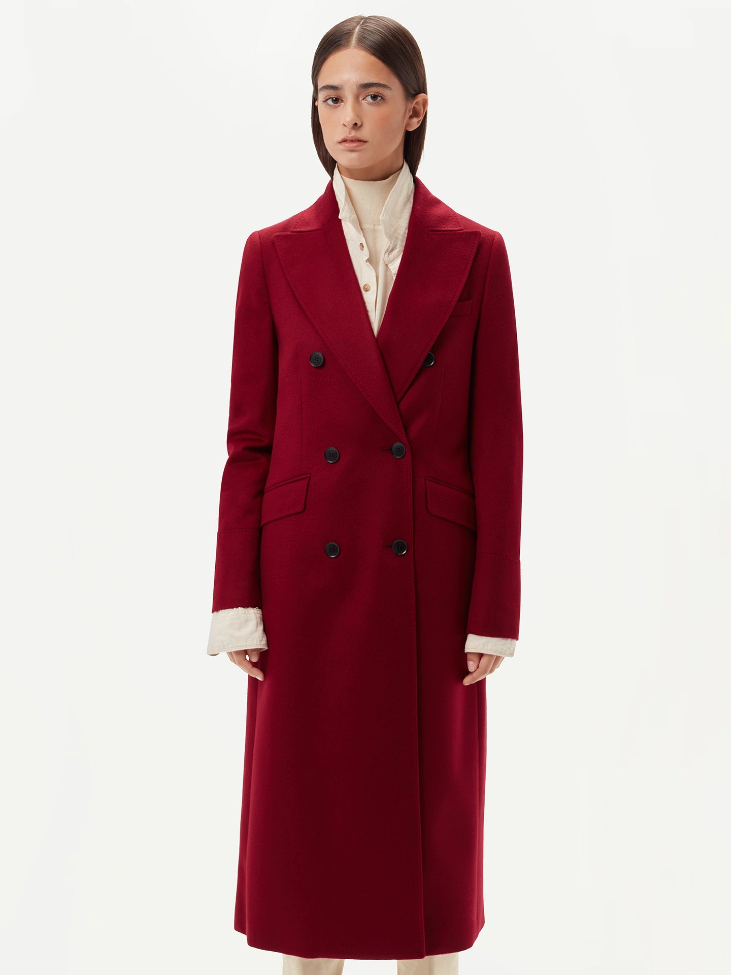 Red breasted longline coat