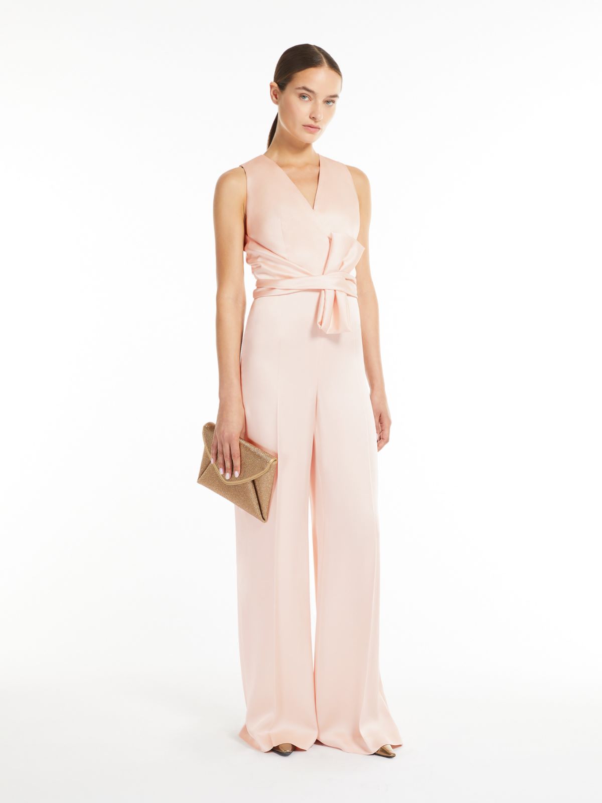 Sleeveless jumpsuit in cady