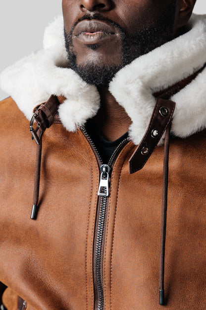 DERULO HOODED SHEEPSKIN JACKET